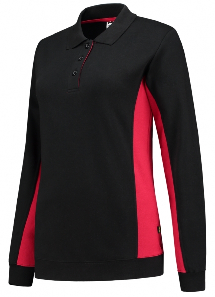 TRICORP-Damen-Sweatshirt mit Polokragen, 280 g/m, black-red