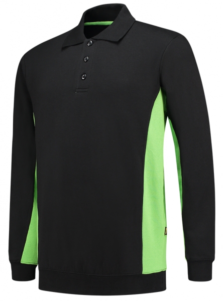 TRICORP-Sweatshirt mit Polokragen, 280 g/m, black-lime