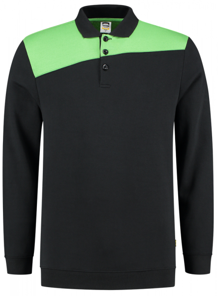 TRICORP-Sweatshirt Polokragen Bicolor, Basic Fit, 280 g/m, black-lime