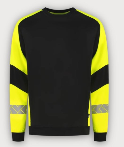 Tricorp Warnschutz Sweatshirt Reflective Redefined, Black-Fluor Yellow