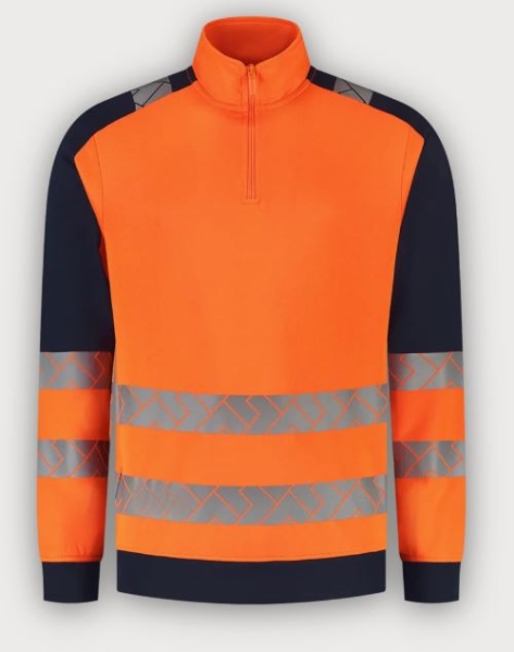 Tricorp 1/4 Zip Sweatshirt High Vis Redefined Industriell Waschbar, Fluor Orange-Ink