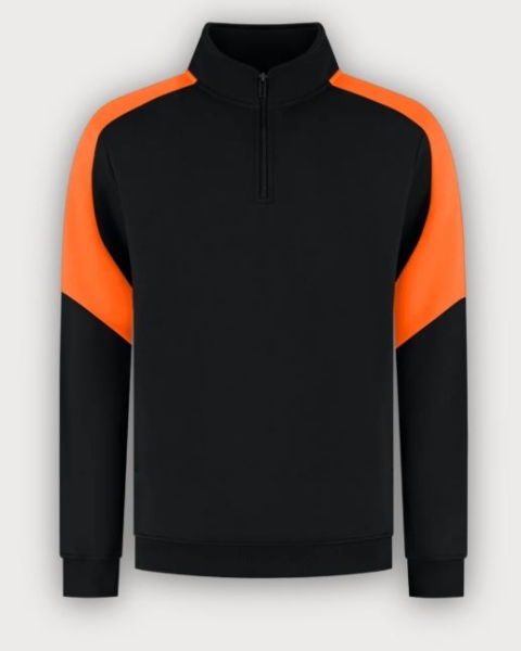 Tricorp 1/4 Zip Sweatshirt Bicolor Redefined, Black-Orange
