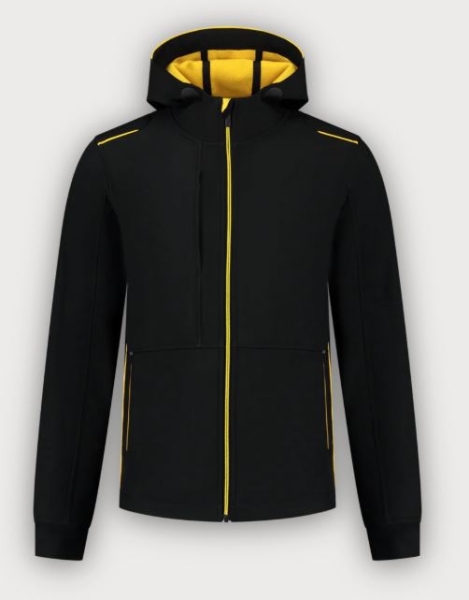 Tricorp Softshelljacke Kapuze Accent, Black-Yellow