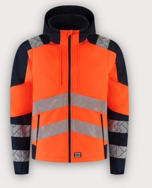 Tricorp Warnschutz Softshelljacke Kapuze High Vis Redefined, Fluor Orange-Ink