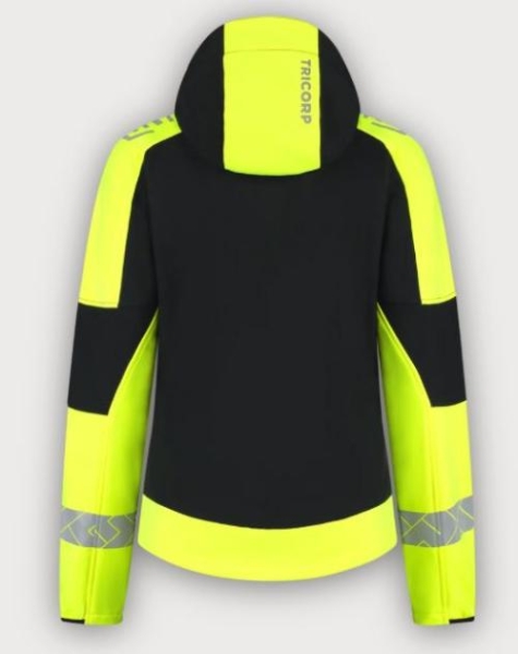 Tricorp Softshelljacke Kapuze Reflective Redefined Damen, Black-Fluor Yellow