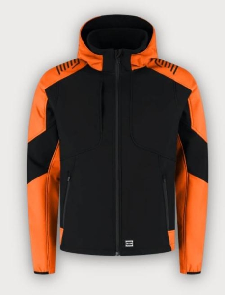 Tricorp Softshelljacke Kapuze Bicolor Redefined, Black-Orange