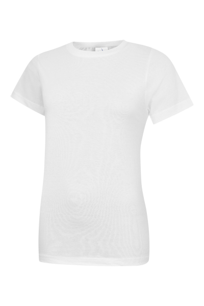 Uneek-Clothing-Ladies Classic Crew Neck T-Shirt, weiss