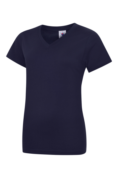 Uneek-Clothing-Ladies Classic V-Neck T-Shirt, navy