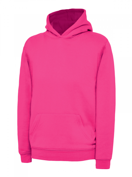 Uneek-Clothing-Childrens Hooded Sweatshirt, hot pink