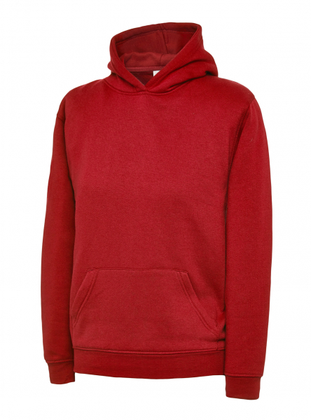 Uneek-Clothing-Childrens Hooded Sweatshirt, rot