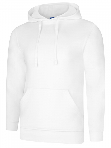 Uneek-Clothing-Deluxe Hooded Sweatshirt, weiss