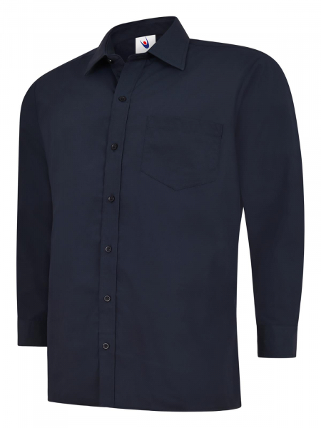 Uneek-Clothing-Mens Poplin Full Sleeve Shirt, marineblau