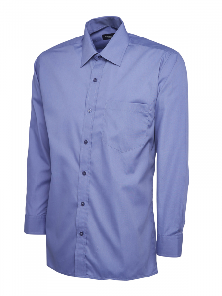 Uneek-Clothing-Mens Poplin Full Sleeve Shirt, mittelblau