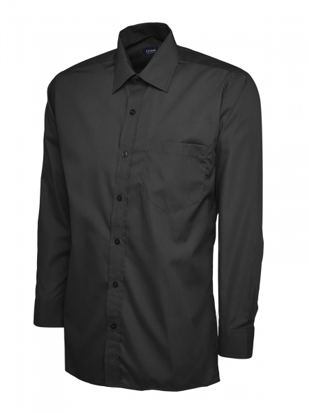 Uneek-Clothing-Mens Poplin Full Sleeve Shirt, black