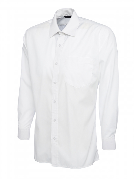 Uneek-Clothing-Mens Poplin Full Sleeve Shirt, weiss