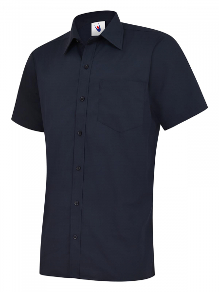 Uneek-Clothing-Mens Poplin Half Sleeve Shirt, navy