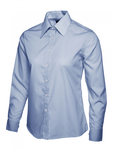 Uneek-Clothing-Ladies Poplin Full Sleeve Shirt, light blue