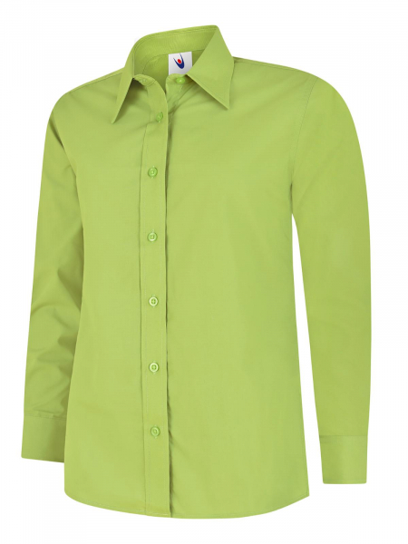 Uneek-Clothing-Ladies Poplin Full Sleeve Shirt, lime