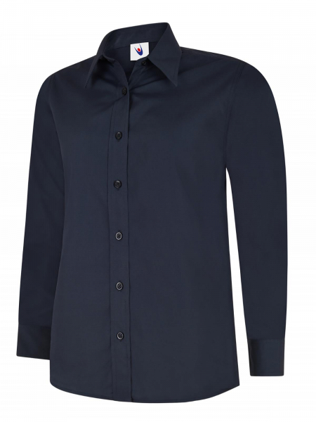 Uneek-Clothing-Ladies Poplin Full Sleeve Shirt, navy