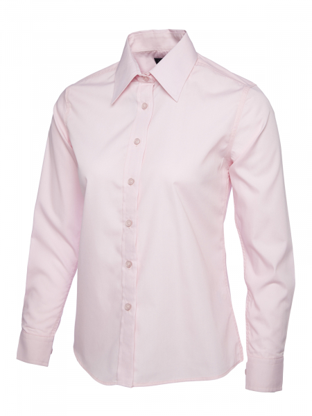 Uneek-Clothing-Ladies Poplin Full Sleeve Shirt, pink