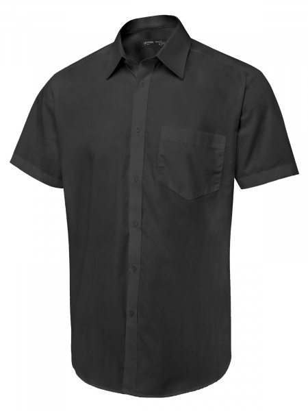 Uneek-Clothing-Mens Tailored Fit Short Sleeve Poplin Shirt, schwarz