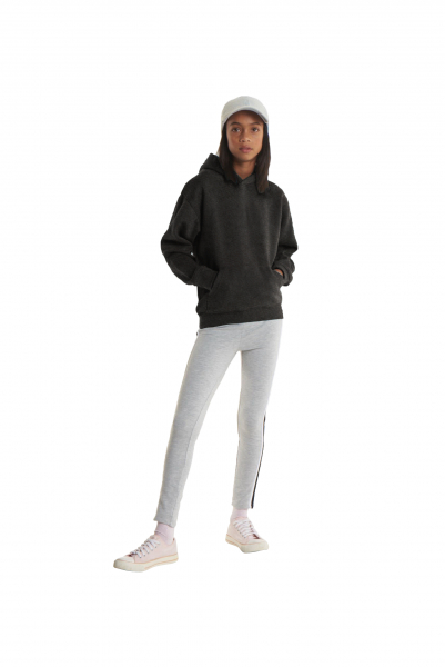 Uneek-Clothing-Kinder Hooded Sweatshirt, charcoal