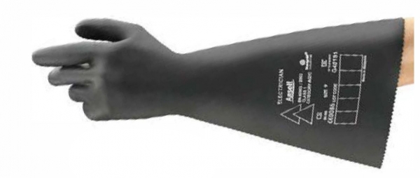 ANSELL-NATURGUMMI-LATEX-Arbeits-Handschuhe,-Arbeits-Handschuhe,ohne Trägermaterial, E018B, Länge: 360 mm, schwarz