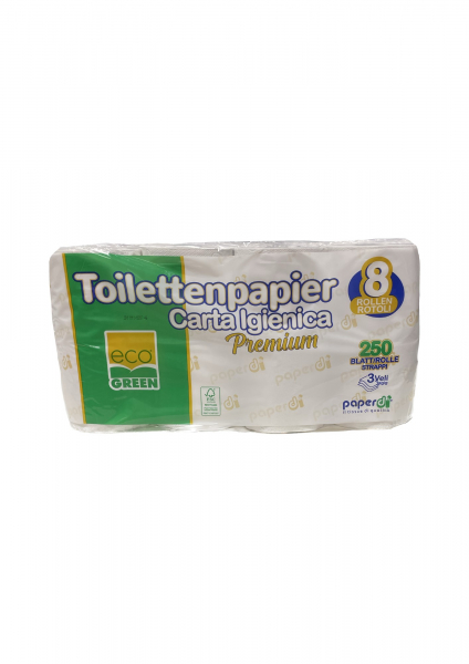 Toilettenpapier, 3-lagig, Recycling Premium, ecogreen, Pkg.  64 Rollen, 250 Blatt / Rolle