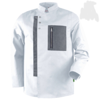 Teamdress-Nathan-Herren-Kochjacke, weiß/schwarz Denim