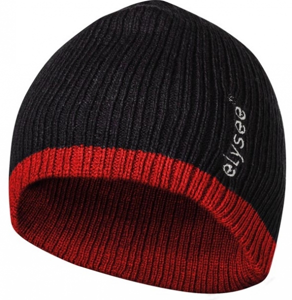 FELDTMANN Thinsulate-Winter-Mütze, HOLGER, schwarz/rot abgesetzt