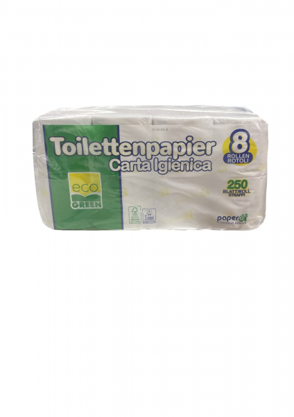Toilettenpapier, 2-lagig, Recycling, ecogreen, Pkg.  64 Rollen, 250 Blatt / Rolle