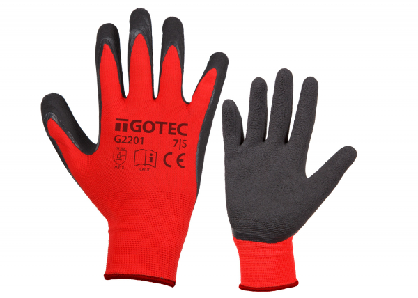 GOTEC-Montagehandschuh aus Polyester, Latex beschichtet, Farbe: rot