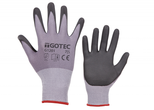 GOTEC-Montagehandschuh aus Nylon-Spandex, Nitril beschichtet, Farbe: grau