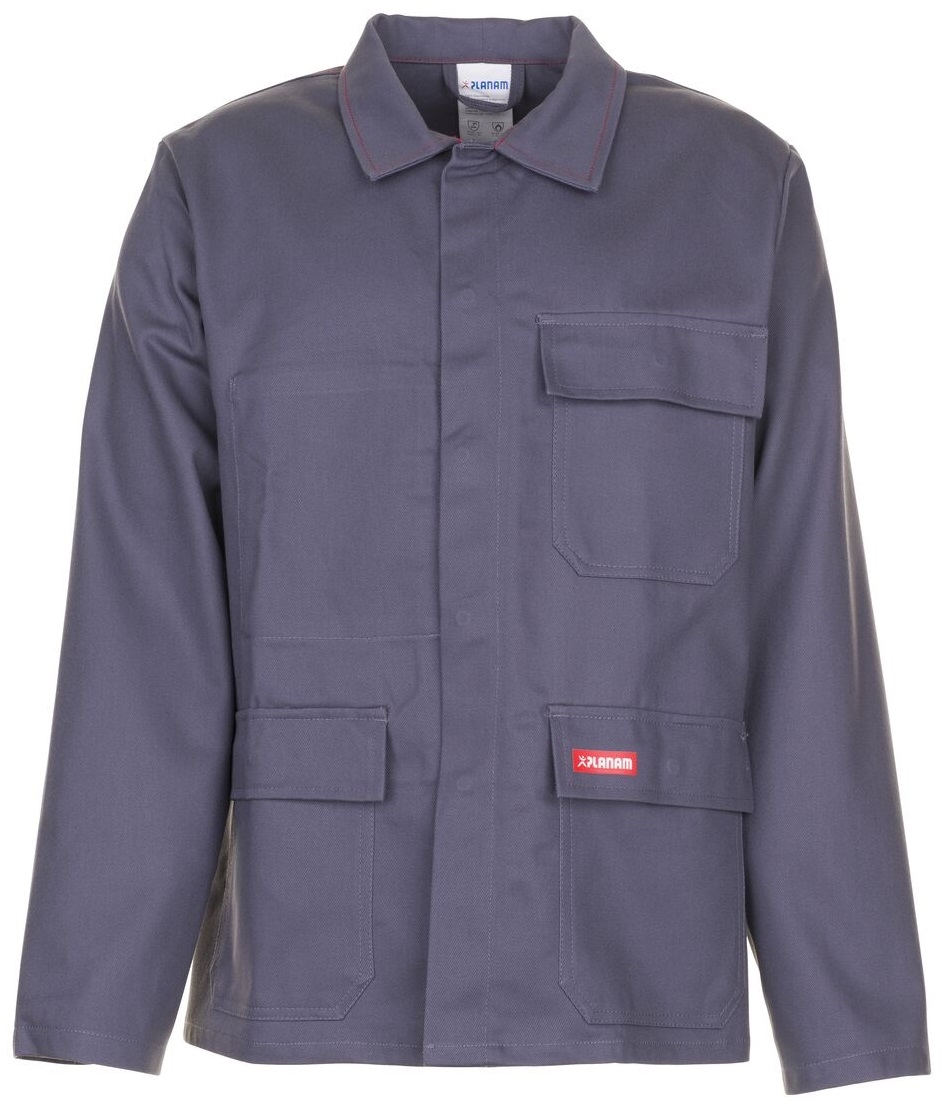 PLANAM Schweißer-Arbeits-Schutz-Berufs-Jacke, Hitze-/Schweißerschutz-Bekleidung, grau