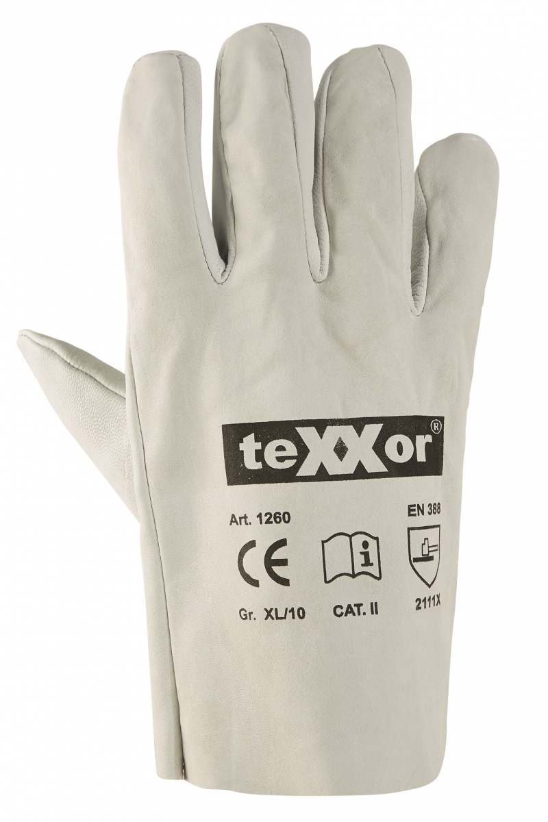 BIG-TEXXOR-Ziegen- / Schafs-Vollnappa-Leder-Arbeits-Handschuhe, natur