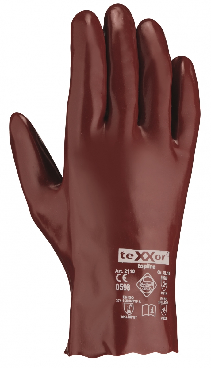 BIG-TEXXOR-Chemikalien-Schutz-Arbeits-Handschuhe, 27 cm, rotbraun