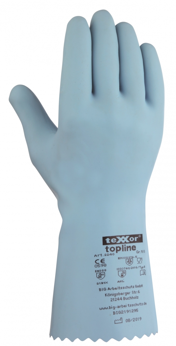 BIG-TEXXOR-Chemikalien-Schutz-Arbeits-Handschuhe, Naturlatex, hellblau