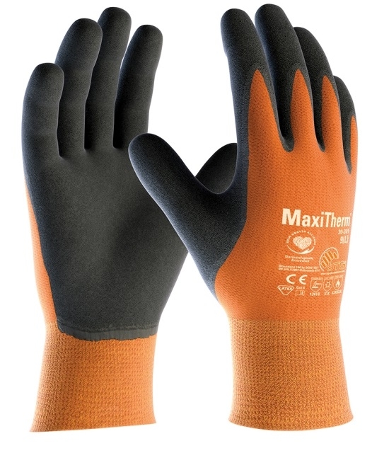 BIG-ATG-Acryl-Polyester-Grobstrick-Arbeits-Handschuhe,, MaxiTherm, orange/schwarz