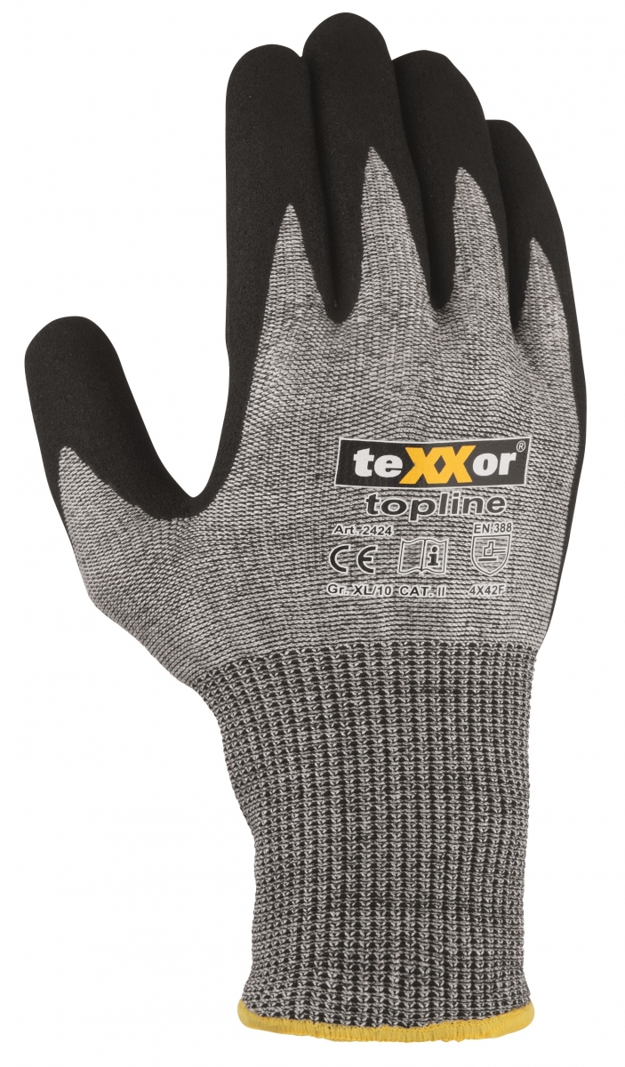 BIG-TEXXOR-Schnittschutz-Strick-Arbeits-Handschuhe, nahtlos, grau/schwarz