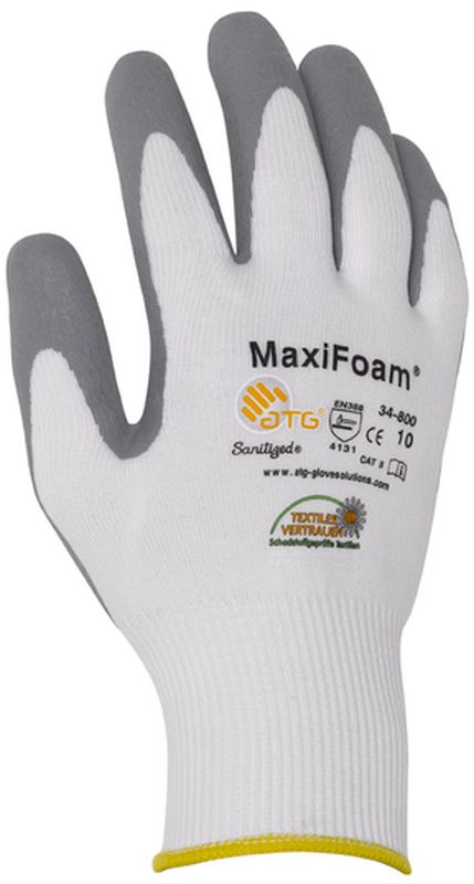 BIG-ATG-Nylon-Strick-Arbeits-Montage-Handschuhe, MaxiFoam, weiß/grau