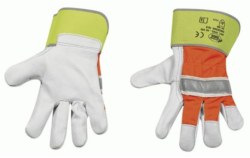 F-STRONGHAND, Rindvoll-Leder-Arbeits-Handschuhe, HI-VIS