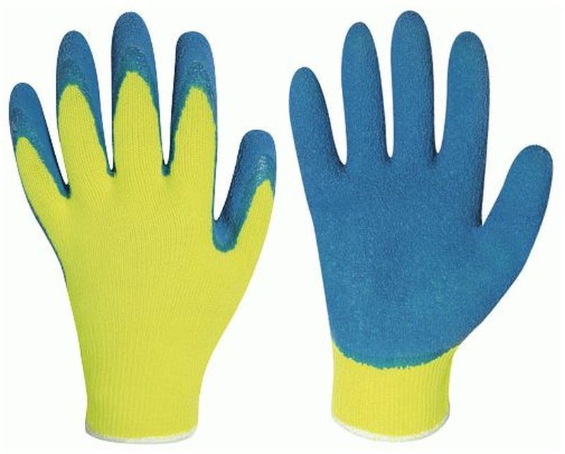 F-Stronghand, Latex-Winter-Arbeits-Handschuhe, HARRER, gelb/blau