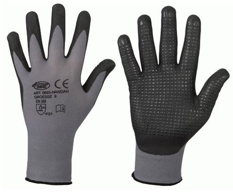 F-STRONGHAND, Feinstrick-Arbeits-Handschuhe, HANDAN, grau/schwarz