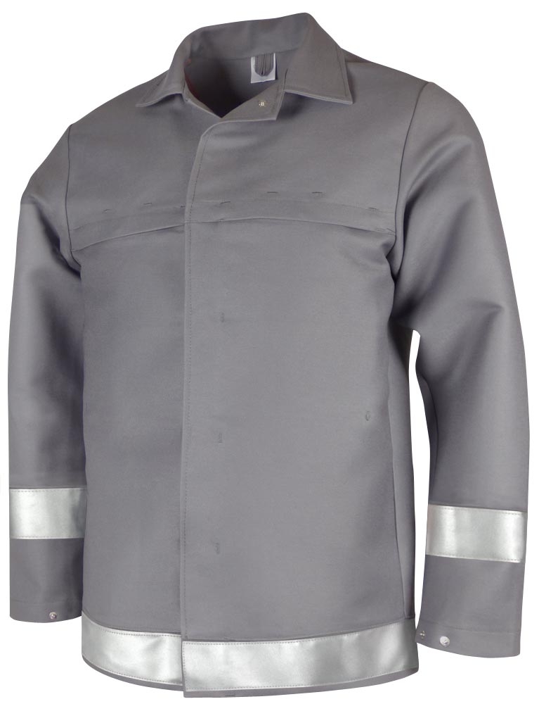 Teamdress-PSA, Schweißer/Hitzeschutz Jacke mit Reflexstreifen, Kl. 2, grau