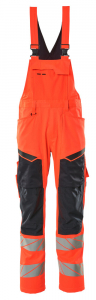 MASCOT-Warnschutz-Latzhose mit Knietaschen, 76 cm, warnrot/schwarzblau