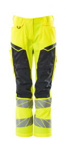 MASCOT-Damen-Warnschutz-Bundhose mit Knietaschen, DIAMOND, 82 cm, warngelb/schwarzblau