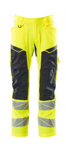 MASCOT-Warnschutz-Bundhose mit Knietaschen, Accel. Safe, 76 cm, warngelb/schwarzblau