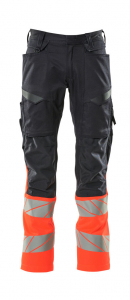 MASCOT-Warnschutz-Bundhose mit Knietaschen, ACCEL SAFE, ca. 90 cm, schwarzblau/warnrot