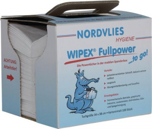 WIPEX-FULLPOWER, Wischtuch TO GO, wei, Z-Falt., ca. 57 g, Karton  8 Boxen  100 Tcher, lsungsmittelbestndig