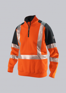 BP-Warnschutz-Sweatshirt-Troyer, 320 g/m², warnorange/anthrazit